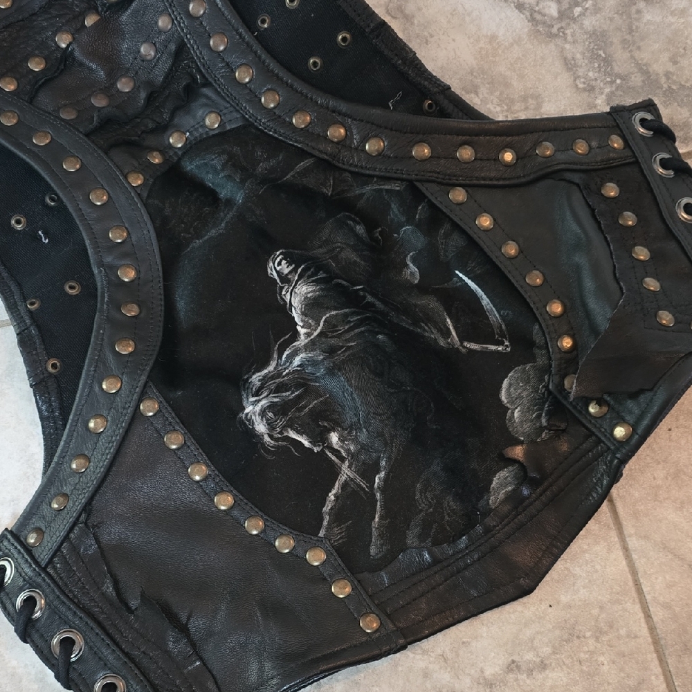 Toxic Vision Leather Studded Vest